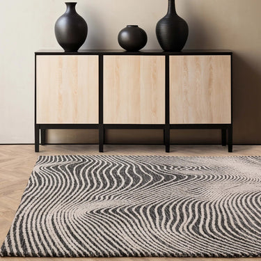 Asiatic London Mason Magnitude Swirls Black Traditional Abstract Modern Rug - Large 160x230 cm (5'3"x7'7")