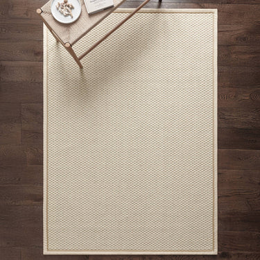 Korra Double Loop Cream Linen Wool & Jute Rug with Cotton Border - Medium 120x170 cm (4'x5'6")