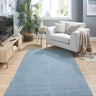 My Denim Blue Washable Non-Slip Polypropylene Shaggy Rug - Small 80x120 cm (2'6"x4')