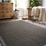 Origins Sisal Border Hand Made Rug Modern Natural Jute Rug in Dark Grey with Grey Border - Small 80x150 cm (2'6"x5')