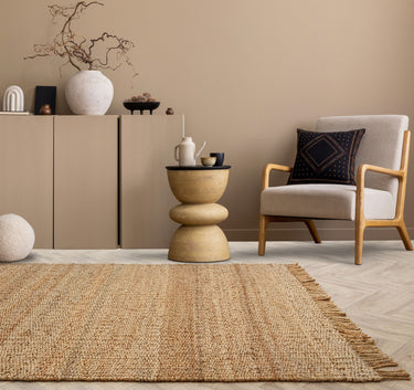 Grove Plain Flatweave Hand Woven Jute Rug in Natural Beige - Medium 120x170 cm (4'x5'6")