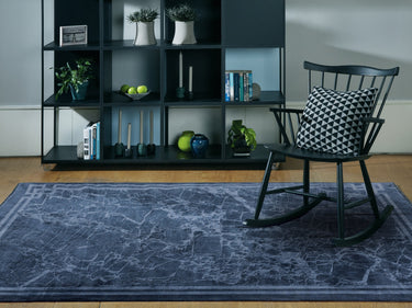 Asiatic London Zehraya ZE02 Ink Blue Border Washable Persian Traditional Vintage Rug - Large 160x230 cm (5'3"x7'7")