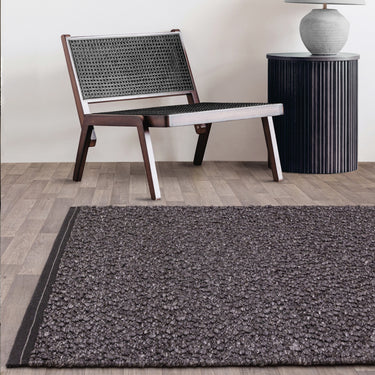Elm Charcoal Rug Chunky Boucle Modern Plain Hand Woven Braided Stitched Wool Viscose Rug - Medium 120x170 cm (4'x5'6")