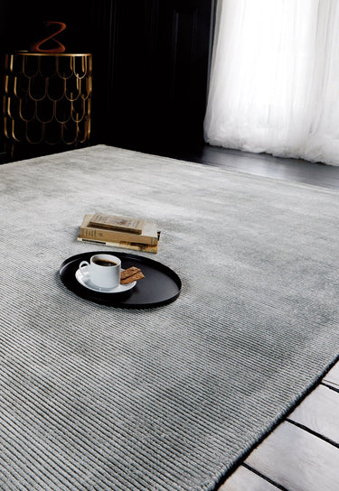 Reko Modern Contemporary Plain Hand Woven Viscose Silky Silver Rug - Large 160x230 cm (5'3"x7'7")
