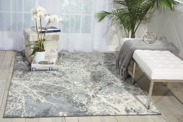 Nourison Maxell MAE11 Grey Cotton Abstract Modern Rug - Medium 117x178 cm (3'10"x5'10")