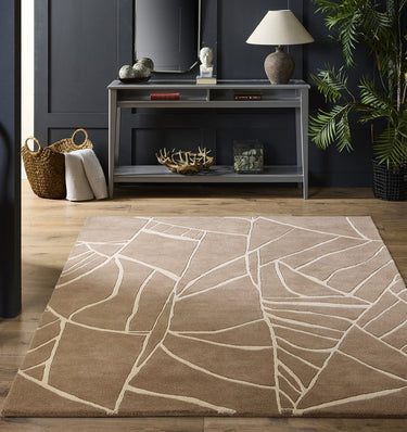 Origins Kintsugi Tufted Japanese-Inspired Art Natural Stone Cream Wool Abstract Textured Rug - Medium 120x170 cm (4'x5'6")