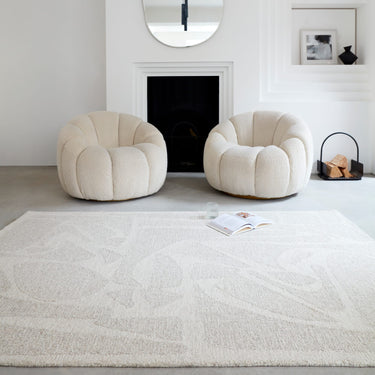 Loxley Bohomian Modern Abstract Hand Woven Wool Rug in Chalk White - Medium 120x170 cm (4'x5'6")