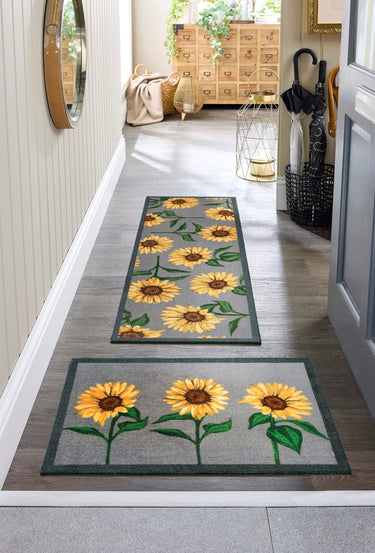 My Nylon Pattern Sunflowers Washable Non-Slip Bordered Rug - Runner 50 x 150 cm (2'x5')