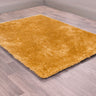 URCO Indigo Thick Fluffy Silky Ochre Yellow Handmade Shaggy Plain Rug 60x110 cm