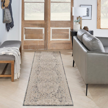 Lynx LNX01 Ivory Charcoal By Polypropylene Persian Traditional Vintage Rug - Runner 69 x 244 cm (2'3"x8')