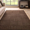 Pathway Chocolate Non-Slip Cotton Abstract Rug - Small 80 x 150 cm (2'6"x5')