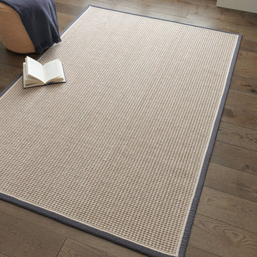 Korra Single Loop Slate Cream Wool & Jute Rug with Cotton Border - Medium 120x170 cm (4'x5'6")