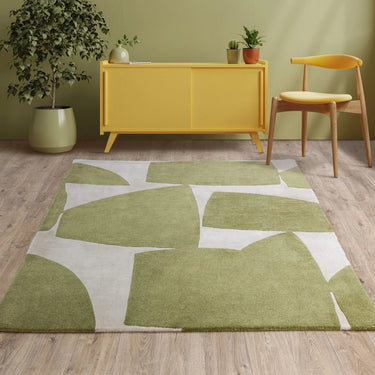 Asiatic London Romy Sage Kite Tufted Retro Green Wool Abstract Modern Rug - Medium 120x170 cm (4'x5'6")