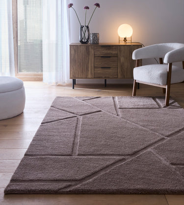 Origins Stack Contemporary Grey Mauve Geometric Textured Modern Rug - Medium 120x170 cm (4'x5'6")