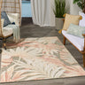 Nourison Aloha ALH43 Ivory Sage Green Indoor Outdoor Polypropylene Floral Textured Rug - Medium 107x168 cm (3'6"x5'6")