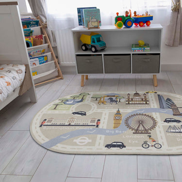 My Play London Landmarks Kids Washable Non-Slip Soft Rug 100x150 cm