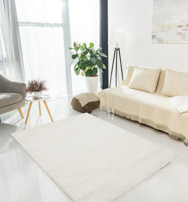 URCO Super Comfy Ivory White Shaggy Plush Soft Rug - Medium 120x160 cm (4'x5'4")