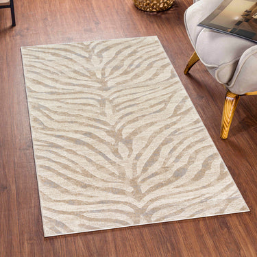 City Animal Print Zebra CIT2301 Beige Light Washable Jute Polypropylene Boho Rug - Small 80x150 cm (2'6"x5')