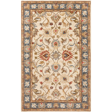 Caesar Traditional Hand Tufted Wool Vintage Oriental Brown, Dusty Sage & Denim Rug - Medium Plus 122x183 cm (4' x 6')