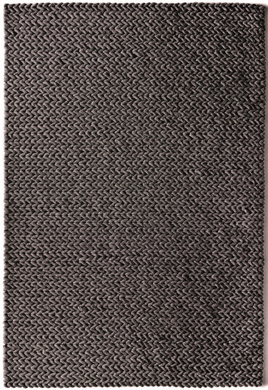 Fusion Luxury Soft Hand Woven Braided Wool Rug in Fossil Black 80 x 150 cm - Small 80x150 cm (2'6"x5')