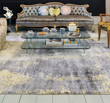 Gatsby Modern Abstract Shiny Viscose High Quality Hand Woven Gold Rug - Medium 120x170 cm (4'x5'6")
