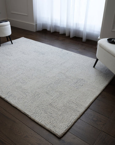 Theodore Hatch Modern Contemporary Wool Blend Hand-Tufted White & Black Rug - Medium 120x170 cm (4'x5'6")