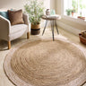 Braid Stitched Natural White Indoor Outdoor Handmade Jute Braided Rug - Circle 150x150 cm (5'x5')