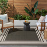 Horizon Bordered HOZ03 Black By Indoor Outdoor Polypropylene Geometric Textured Rug - Medium 152 x 213 cm (5'x7')