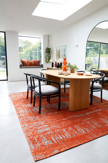 Asiatic London Beau Mermalade Orange Short Pile Cotton Chenille Abstract Rug - Medium 120x170 cm (4'x5'6")