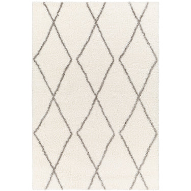 Cloudy Shaggy Modern Ivory, Off-White & Grey Rug - Large Plus 160x213 cm (5'3'' x 7')