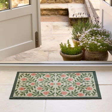 My Nylon Pattern Pink Botanical Washable Non-Slip Bordered Doormat - Small 50 x 75 cm (2'x2'5")