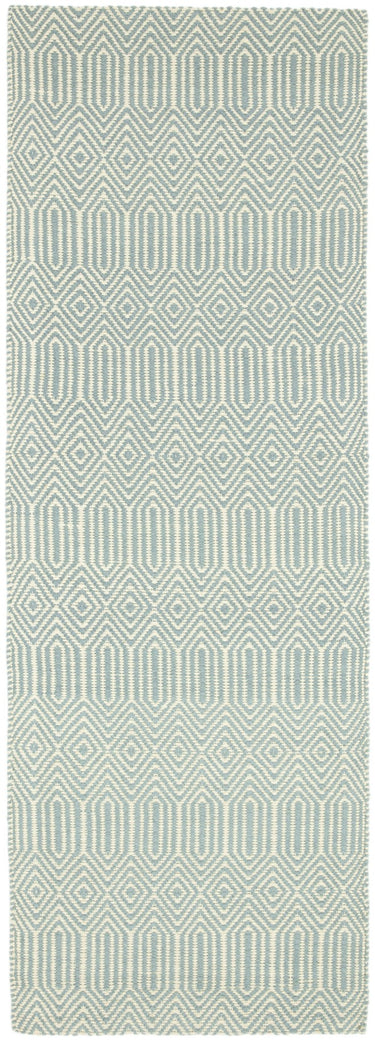 Sloan Hand Woven Flatweave Geometric Rug or Runner in Duck Egg - Runner 66x200 cm (2'1"x6'6")
