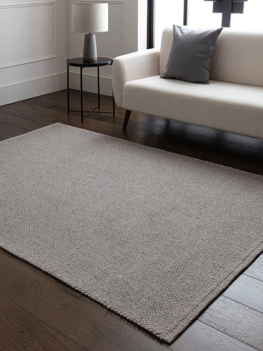 Finley Plain Hand Made Wool Polyester Organic Textured Modern Grey Rug - Medium 120x170 cm (4'x5'6")