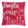 Christmas Jingle Bells Red Washable Cotton Soft Cushion 45x45 cm
