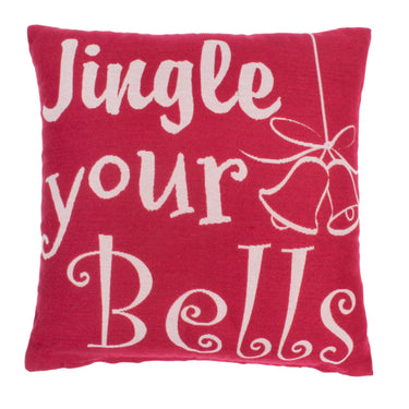 Christmas Jingle Bells Red Washable Cotton Soft Cushion 45x45 cm