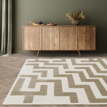 Asiatic London Freja Cove Short Pile Maze Sand Natural Washable Cotton Polypropylene Abstract Rug - Small 80x150 cm (2'6"x5')