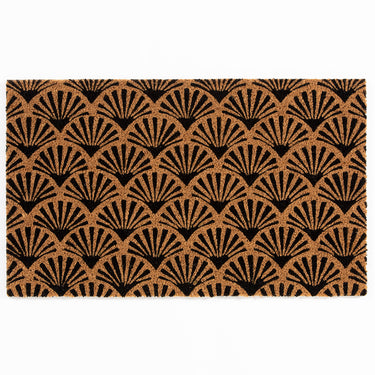 Printed Latex Backed Coir Black Scallop Doormat 45x75 cm