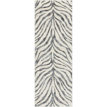 City Animal Print Zebra Boho Grey, Charcoal & Light Beige Rug - Runner 80x220 cm (2'7'' x 7'3'')