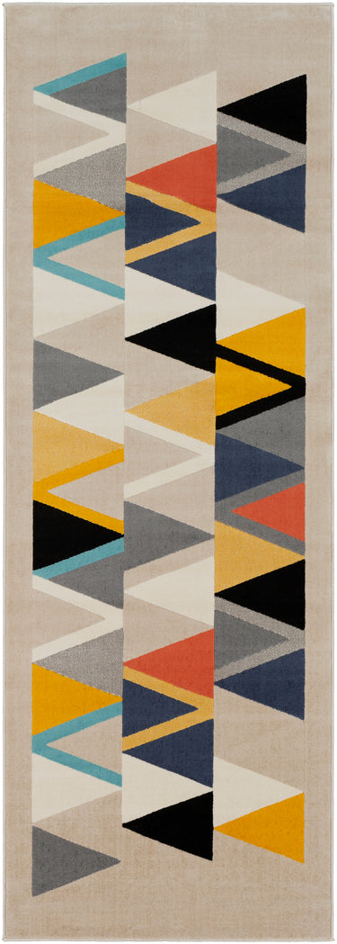 City Geometric Runner Skandi Taupe, Mustard & Aqua Rug - Runner 80x220 cm (2'7'' x 7'3'')