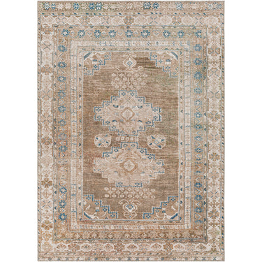 Colin Vintage Traditional Washable Runner Oriental Brown, Light Beige & Blue Rug - Medium 120x170 cm (3'11'' x 5'7'')