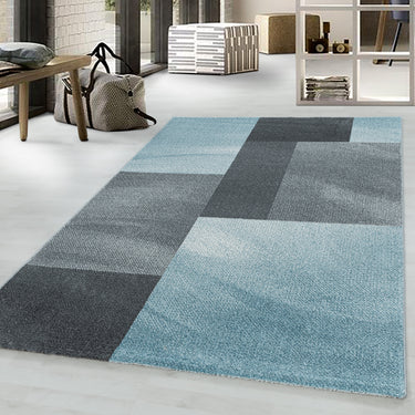 Efor Blocks Blue Polypropylene Geometric Modern Rug 200x290 cm