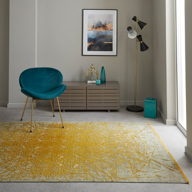 Consept Looms Emerald EMR102 Silky Yellow Viscose Traditional Abstract Rug - Small 60x90 cm (2'x3')