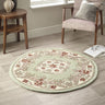 Origins Aubusson Shensi Traditional Wool Round, Hallway, Halfmoon Rug in Green - Circle 120x120 cm (4'x4')