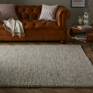 Delilah Wool Pebble Hand Woven Soft Textured Mottled Beaded Cream Rug in 120 x 170 cm