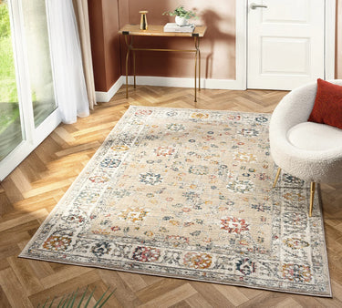 Nova Hannah Cream Beige Polypropylene Traditional Vintage Rug - Medium 120x170 cm (4'x5'6")