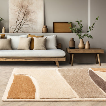 Asiatic London Horizon Hessian Beige Taupe Brown Cotton Abstract Geometric Textured Rug - Medium 120x170 cm (4'x5'6")