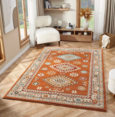 URCO Cashmere 5567 Terracotta Oriental Traditional Floral Kilim Hallway Runner Rug - Small 80x150 cm (2'6"x5')