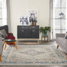 Kashan VKA07 Medallion Bordered Classic Ivory Blue Polypropylene Persian Traditional Rug 269x349 cm