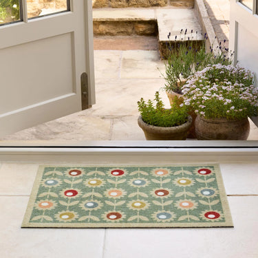 My Pattern Multi Sage Washable Non-Slip Vintage Floral Doormat - Small 50 x 75 cm (2'x2'5")