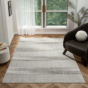 URCO Petra Jerash Grey Polypropylene Traditional Abstract Textured Hallway Runner Rug - Small 80x150 cm (2'6"x5')